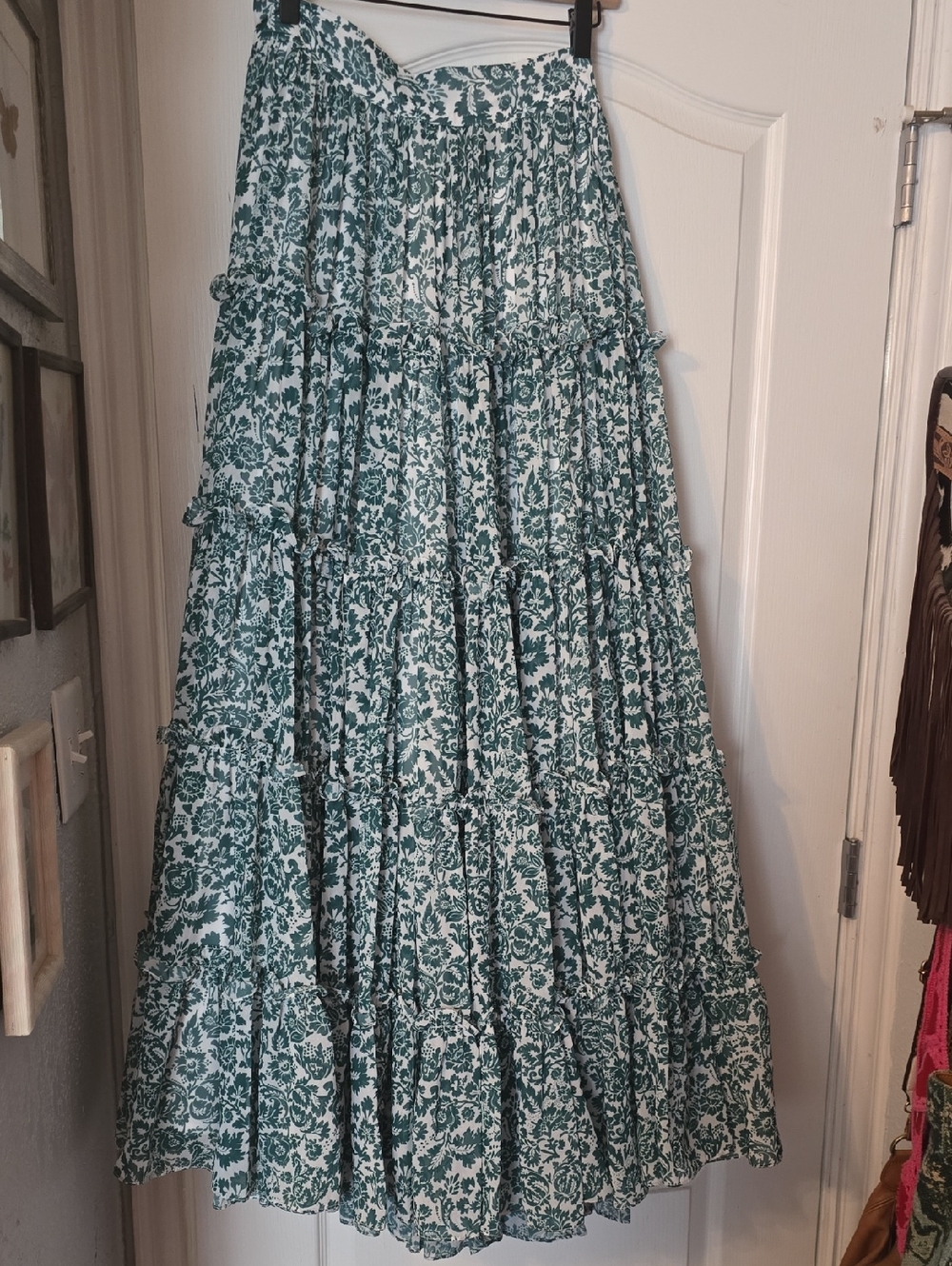 Tiered Floral Skirt - Green